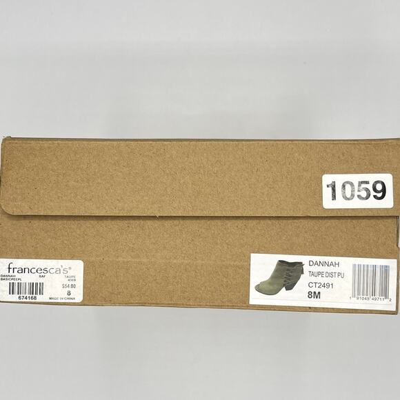 Francesca Faux Suede Dannah Open Toe 3 inch Heeled Bootie in Taupe Size 8M - Picture 9 of 9